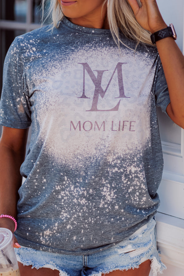 Mom Life Bleached Graphic Tee