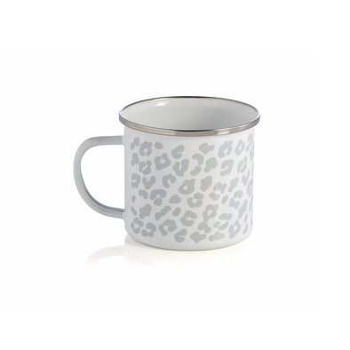 Grey Leopard Print Enamel Mug