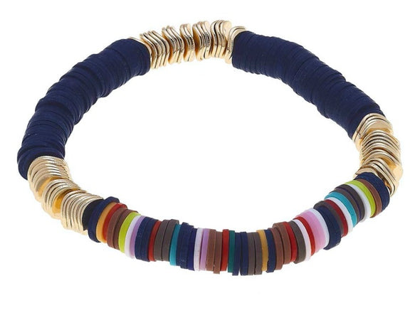 Rubber Discs Stretch Bracelet In Several Colors