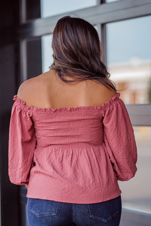 Marsala Smocked Woven Blouse