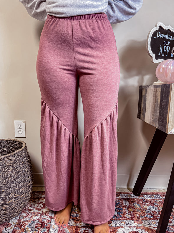 Mauve Flare Hem Soft Knit Pants