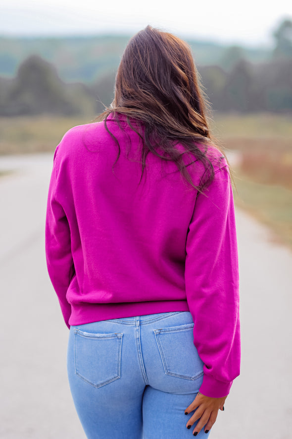 Z Supply Jewel Pink Half Zip Sweatshirt