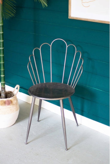 Metal Flower Back Accent Chair