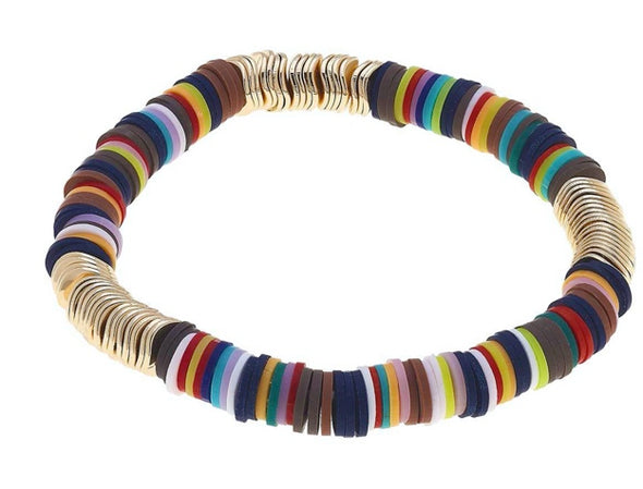 Rubber Discs Stretch Bracelet In Several Colors