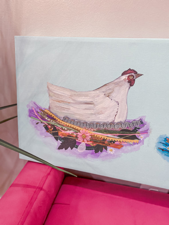 Row of Nesting Hens Large Canvas