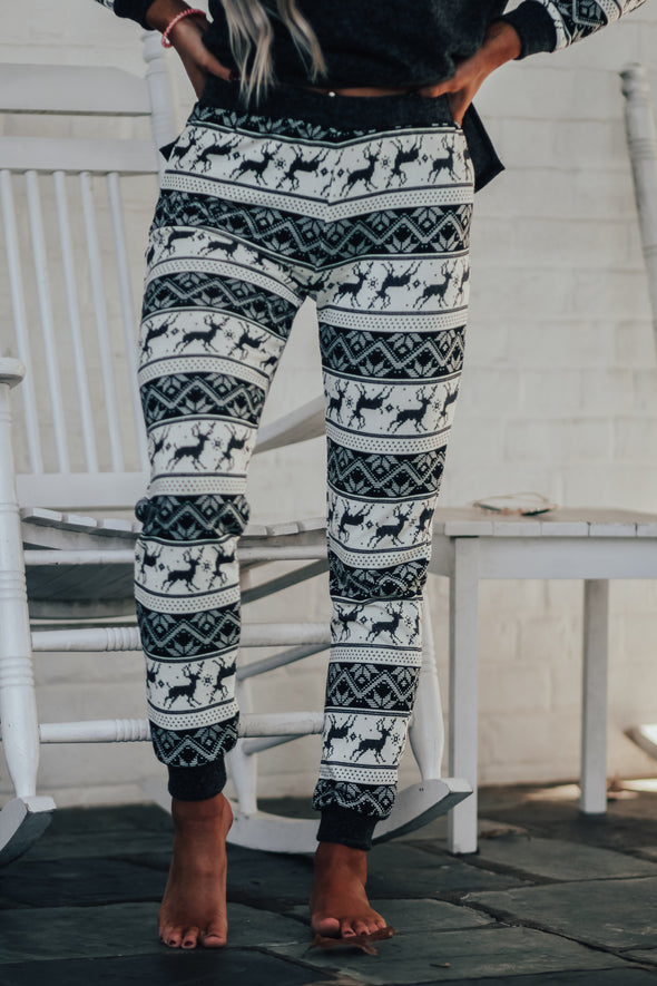 Charcoal Reindeer Pajama Set