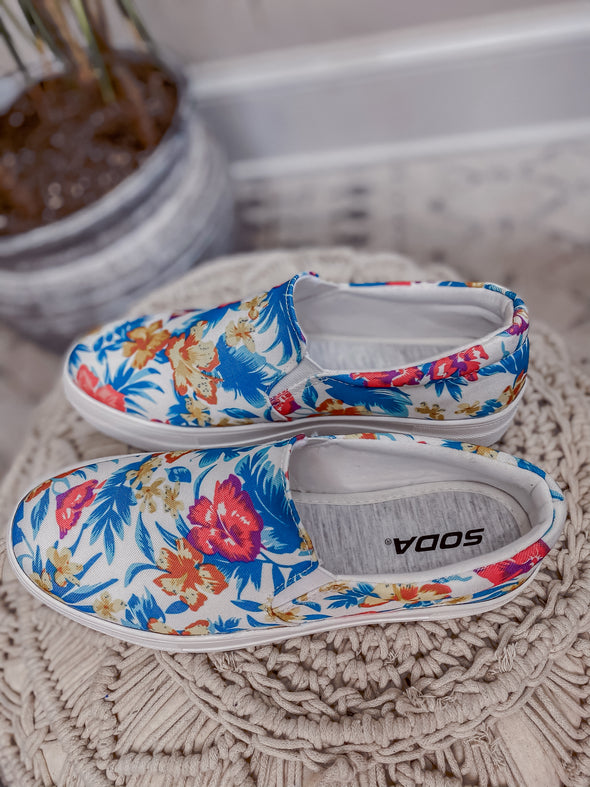 White Floral Slip on Sneaker