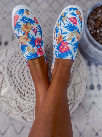 White Floral Slip on Sneaker