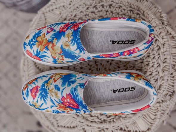 White Floral Slip on Sneaker