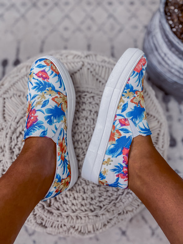 White Floral Slip on Sneaker