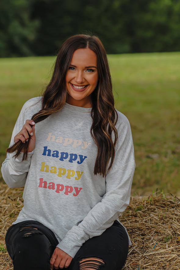 Happy Graphic Oatmeal Pullover
