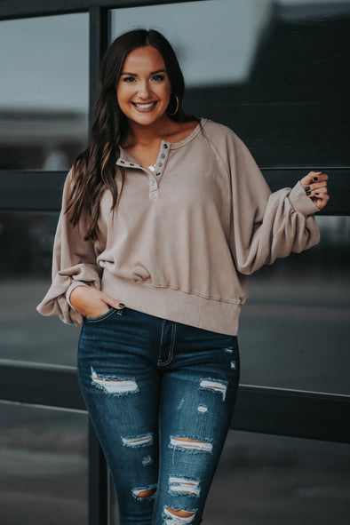 Dusty Taupe Henley Pullover