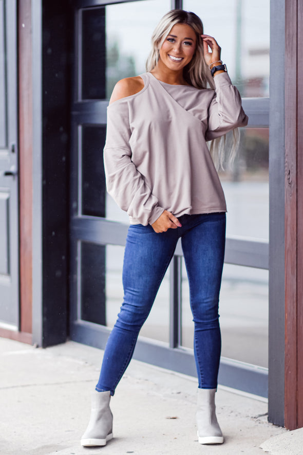 Cocoa Asymetrical Layered Pullover Top