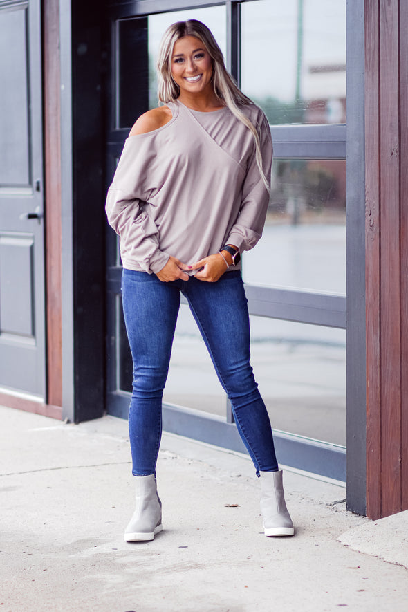 Cocoa Asymetrical Layered Pullover Top