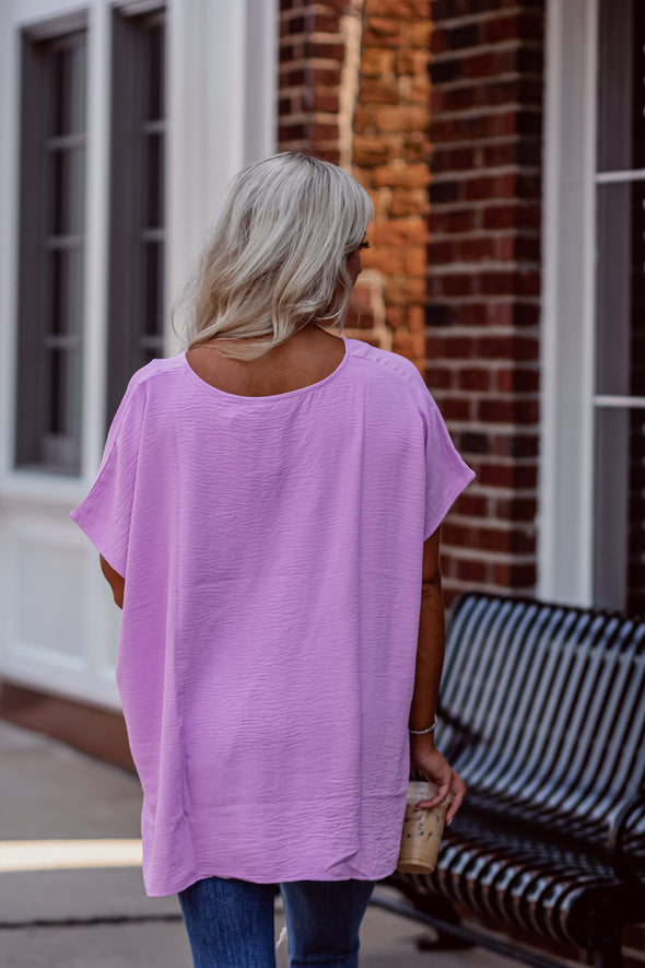 Lilac Dolman Sleeve V Neck Tunic