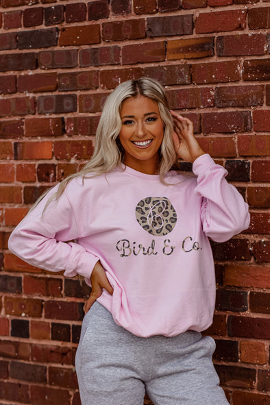 Baby Pink & Leopard Bird & Co Graphic Pullover