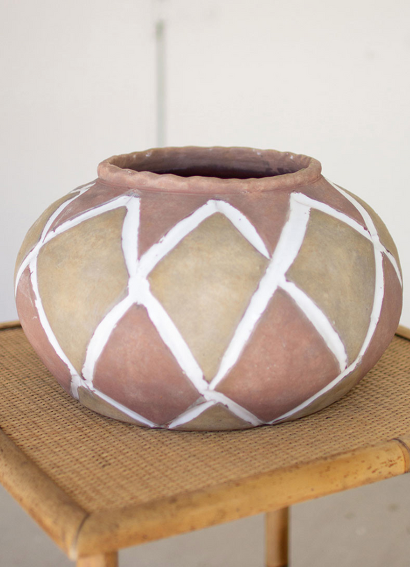 Ceramic Grid Textured Pot