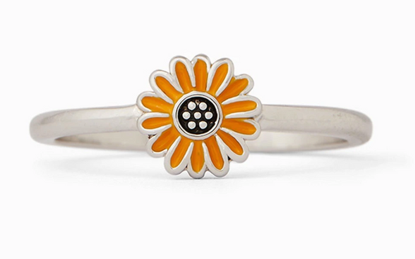Pura Vida Silver Enamel Sunflower Ring