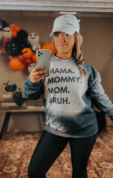 Mom Bruh Bleached Graphic Sweatshirt
