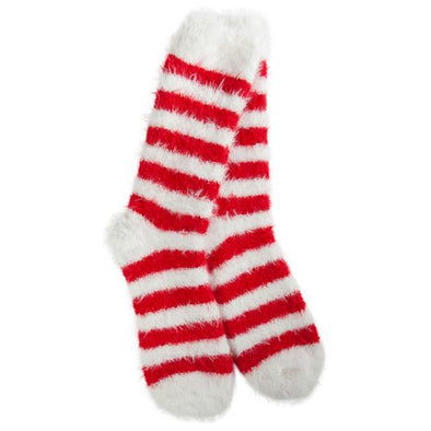 World's Softest Holiday Cozy Red Stripe Chic Crew Socks