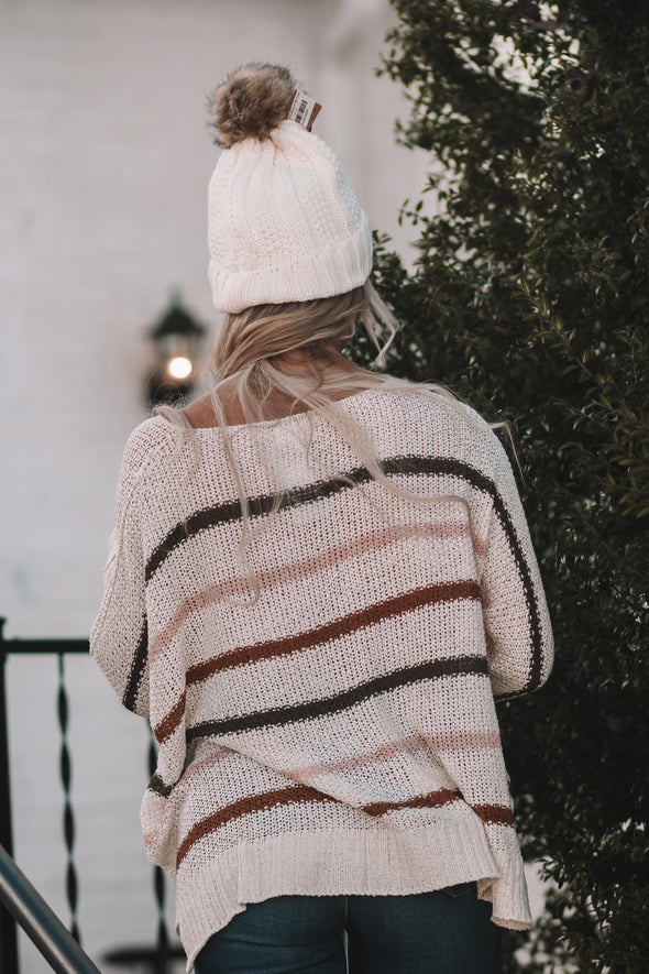 Cream & Blush Stripe Sweater In Regular & Curvy