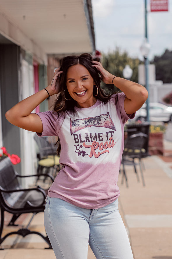 Blame It On My Roots Bleached Graphic Tee