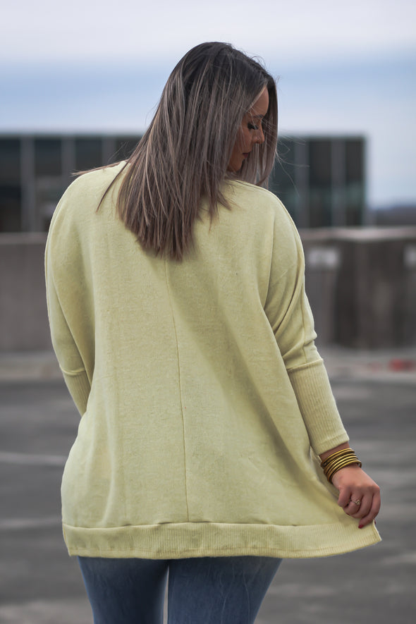 Dusty Yellow Brushed Knit Pullover Top