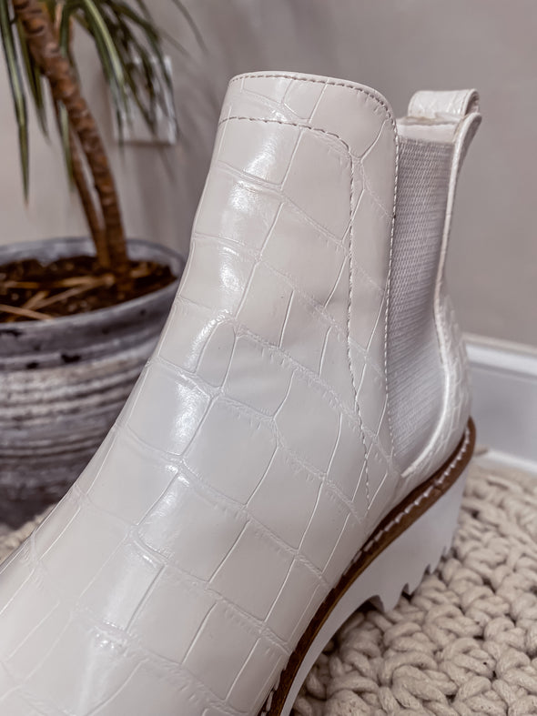 Matisse White Croc Preston Bootie