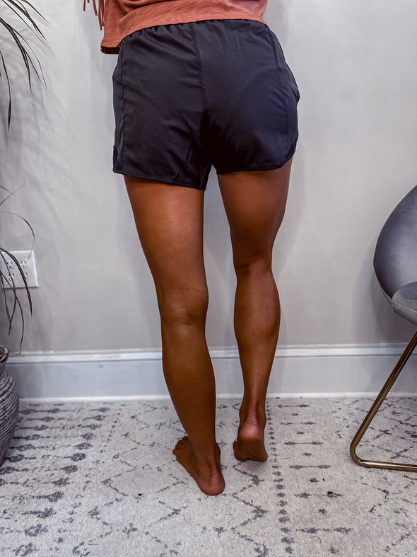 Black Solid Athletic Shorts