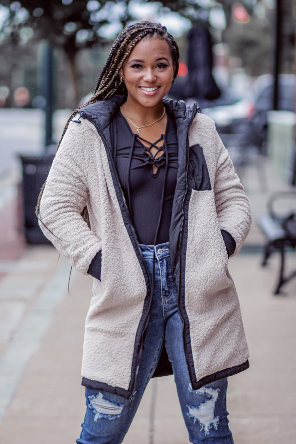 Black Reversible Faux Fur Parka