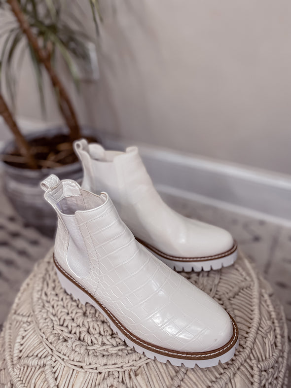 Matisse White Croc Preston Bootie