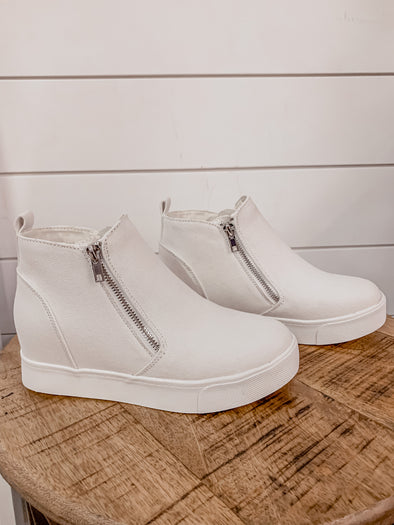 White Canvas Sneaker Wedge