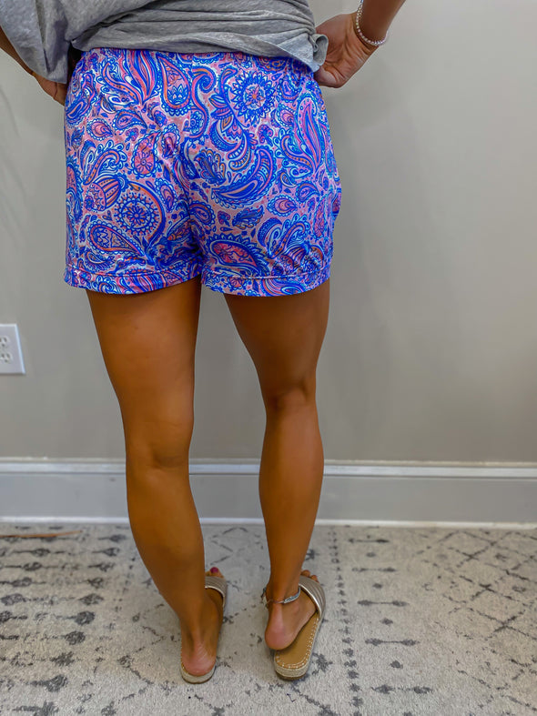 Pink and Blue Paisley Lounge Shorts