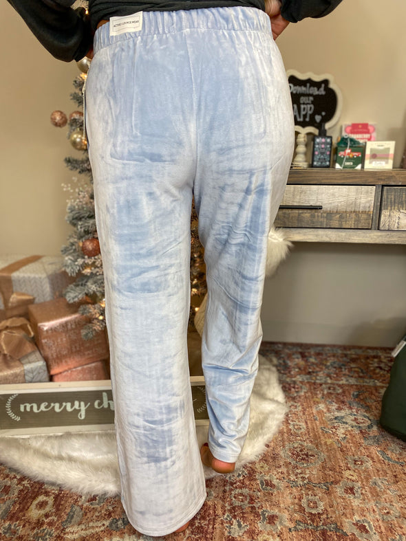 CLEARANCE Ice Blue Velvet Fleece Lined Sweatpants