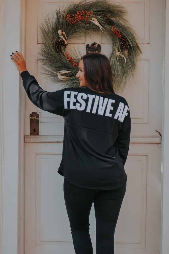 Black Festive AF Long Sleeve Tee