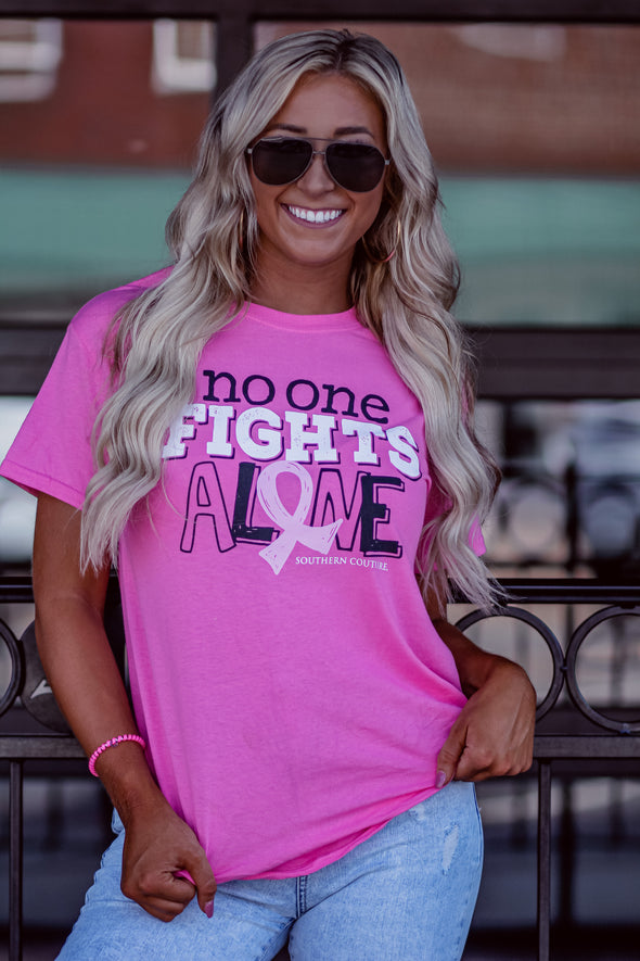 Pink No One Fights Alone Graphic Tee