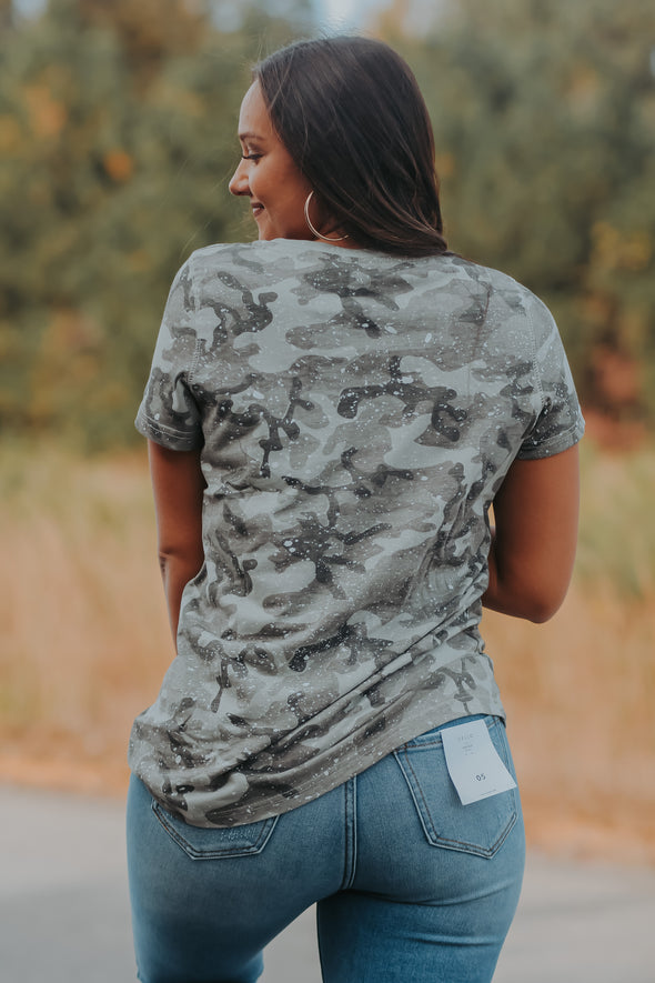 Camo Splatter Short Sleeve Top In Regular & Curvy