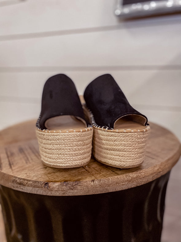 Black Espadrille Platform Sandal