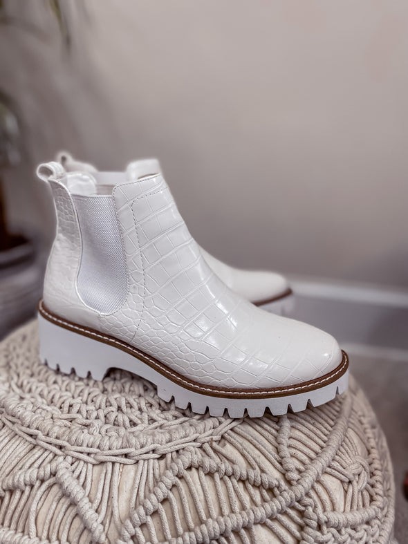 Matisse White Croc Preston Bootie