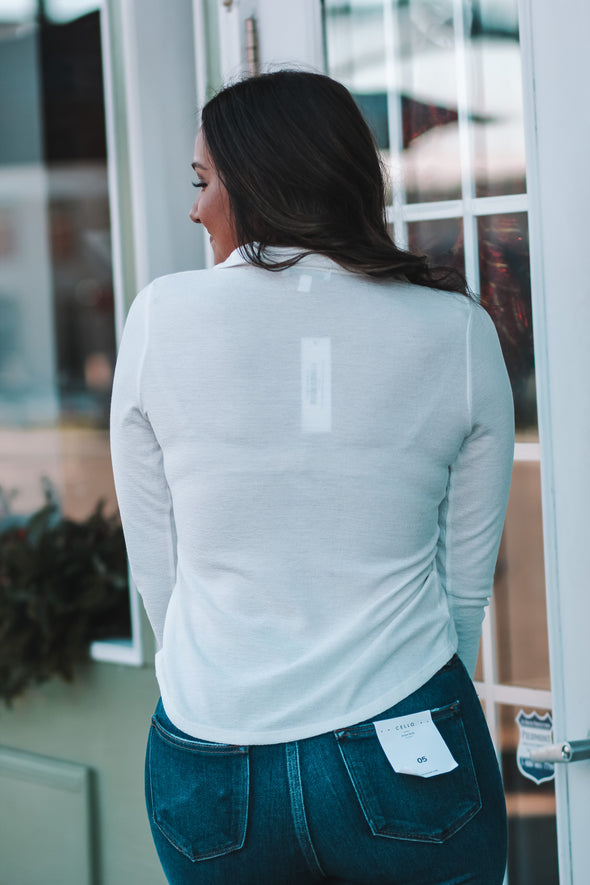 Ivory Long Sleeve Button Down Top