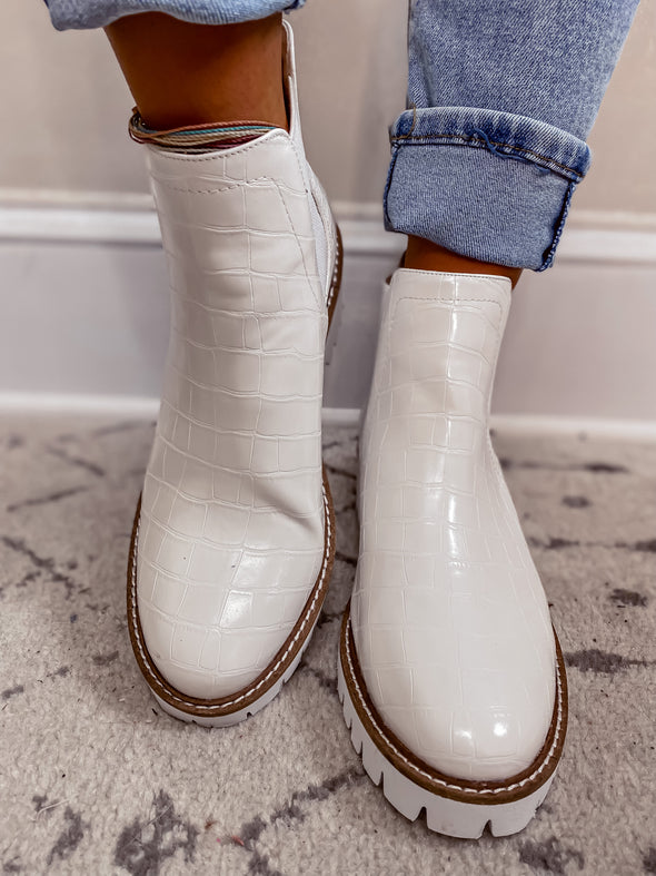 Matisse White Croc Preston Bootie