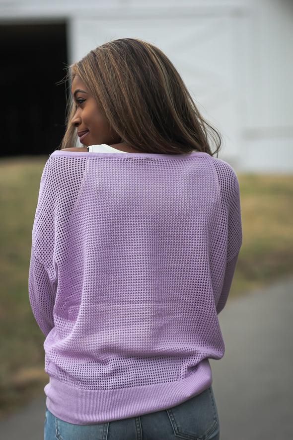 Lilac Open Knit Lightweight Sweater