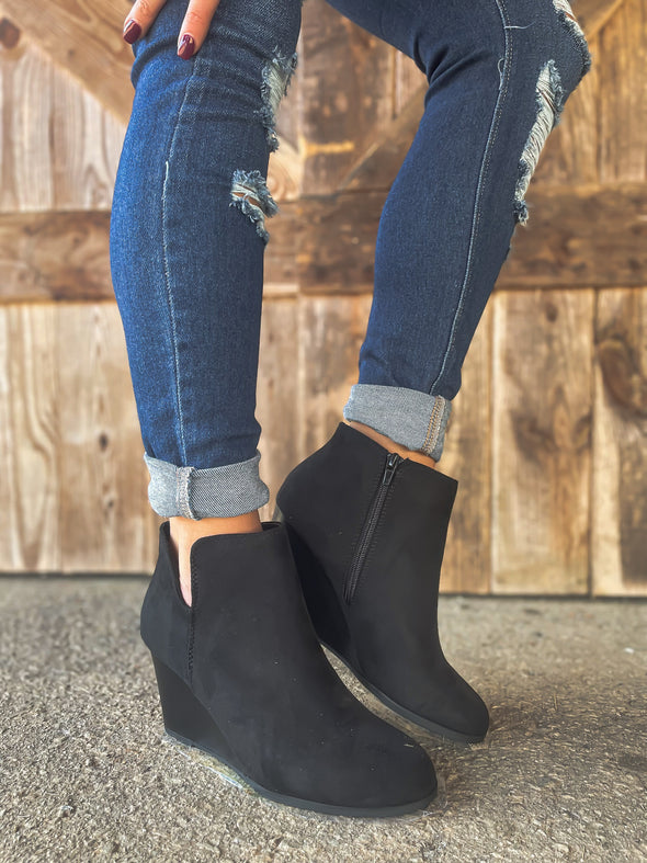 The Amber Wedge Bootie In Black