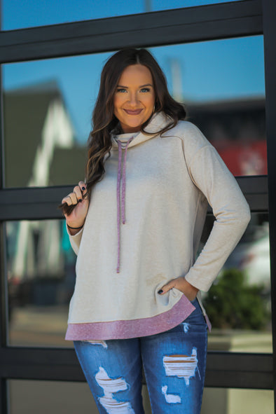 Oatmeal & Rose Colorblock Cowl Neck Pullover