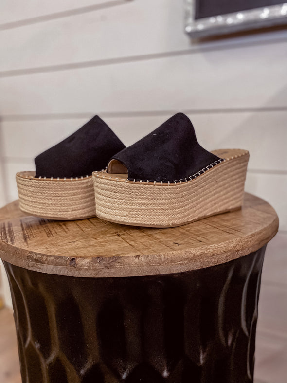 Black Espadrille Platform Sandal