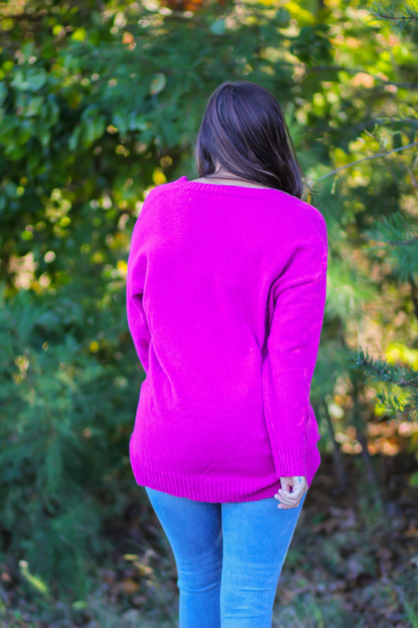 Z Supply Jewel Pink Autumn V Neck Sweater