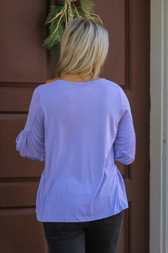 DOORBUSTER Lilac Balloon Sleeve Top