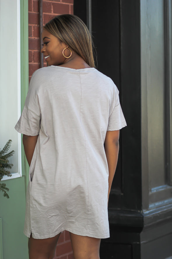 Stone Short Sleeve T Shirt Dress