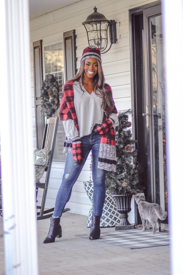 Red Plaid Winter Accessory Set