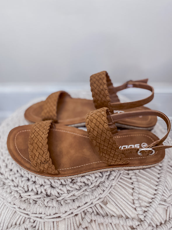 Coffee Woven Flat Espadrille Sandal